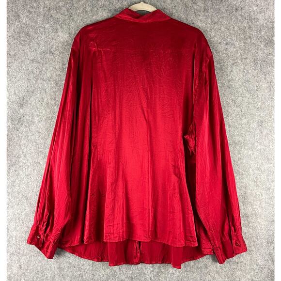 Eileen Fisher Silk Top Womens 3X Red Blouse Button Front Stretch Career Office - Picture 9 of 13